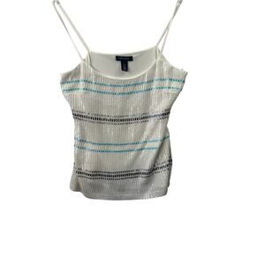 White House Black Market Sequin Stripe Tank • Size M (US 8–10)